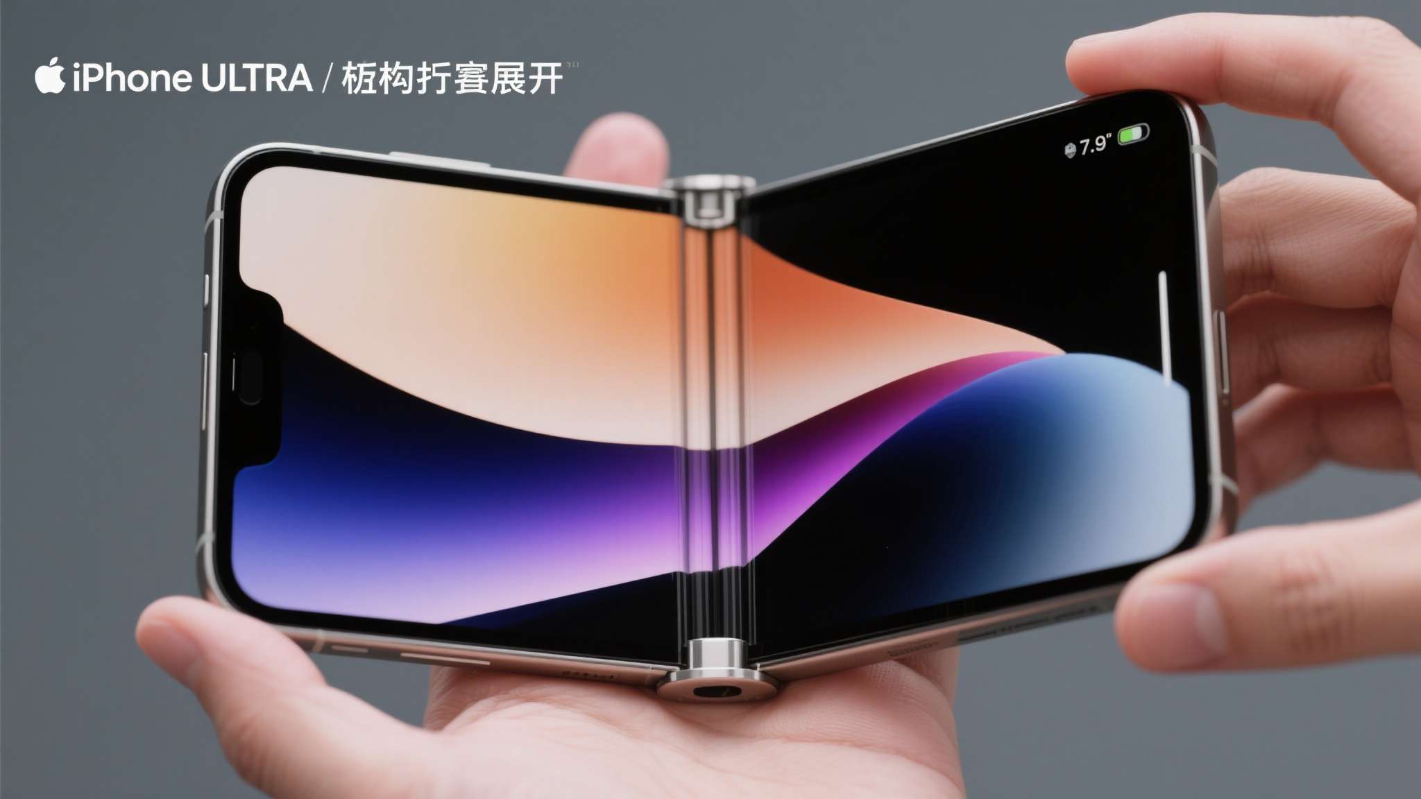 折叠屏手机苹果 根据目前流出的上手资料显示,iPhone Ultra采用横向折叠设计,展开后屏幕